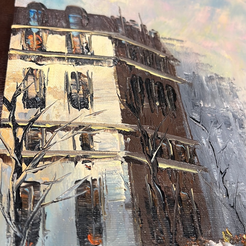 Impressionist Cityscape Vintage Oil Painting on Canvas. - Picture 3 of 6
